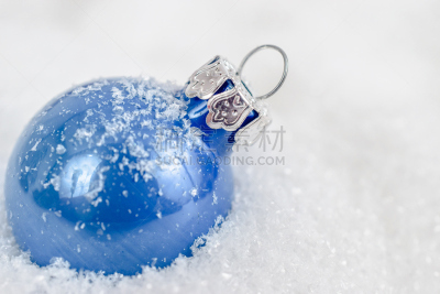球,贺卡,留白,雪,雪花,新年前夕,在下面,特写,蓝色