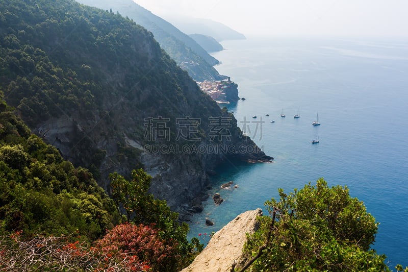 五渔村,维纳扎,意大利,海岸地形,风景,光辉道路,水,天空,水平画幅,无人