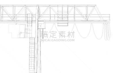 建筑平台,起重机,琴码,部分,梁,钢缆,绘画插图,水平画幅,提举,上装