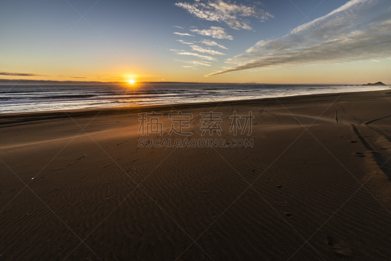 阴影,非凡的,圣地亚哥德古巴,太平洋,橙色,智利,海滩,前面,日落,做