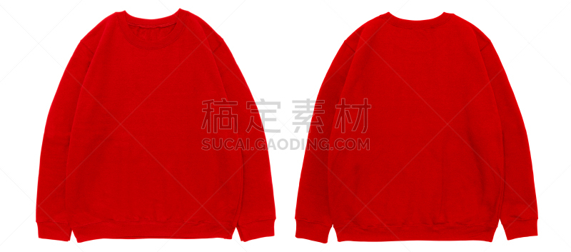 长袖衫,模板,彩色图片,空白的,红色,正面视角,背面视角,水平画幅,纺织品,无人