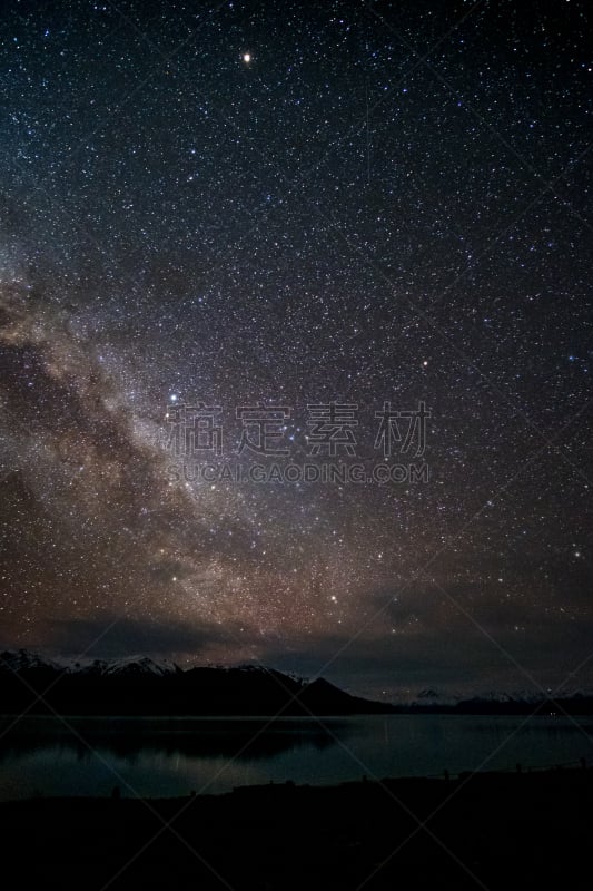 雪,夜晚,新西兰,普卡基湖,山,星星,高处,自然美,银河系,摄影