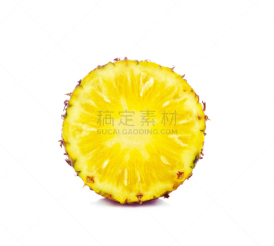 菠萝,熟的,切片食物,白色背景,分离着色,芳香的,水平画幅,维生素,果汁,夏天