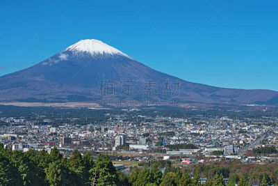 御殿场市,富士山,在上面,白色,秋天,城镇,城镇景观,风景,图像,雪