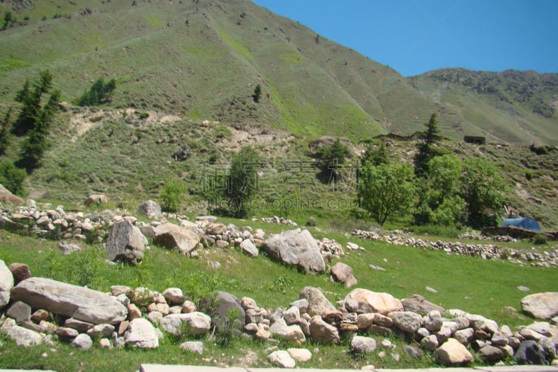 山脉,巴基斯坦,山谷,风景,自然美,开伯尔山口,北,居住区,自然,草地