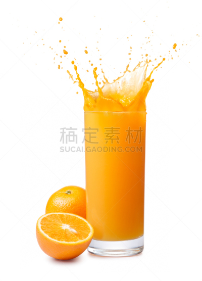 橙汁,威士忌酒杯,垂直画幅,橙色,水果,无人,玻璃杯,白色背景,果汁,背景分离
