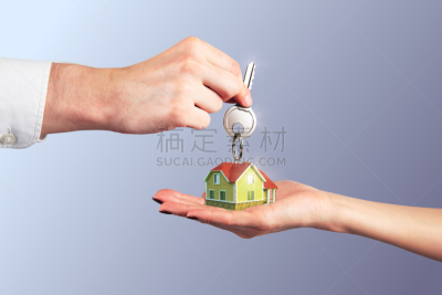 钥匙,正面视角,美,新的,外立面,水平画幅,郊区,顾客,美人,房地产经纪人