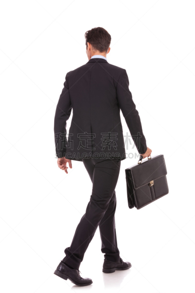 男商人,背面视角,公文包,垂直画幅,留白,套装,白人,经理,男性,仅男人