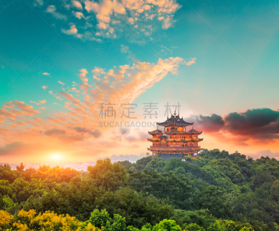 西湖,杭州,亭台楼阁,远古的,建筑,风景,自然美,天空,美,水平画幅
