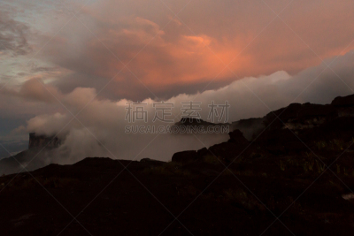 罗赖马山,sunrise point,平顶山区,罗赖马州,平顶山,canaima,委内瑞拉,南美,水平画幅,无人