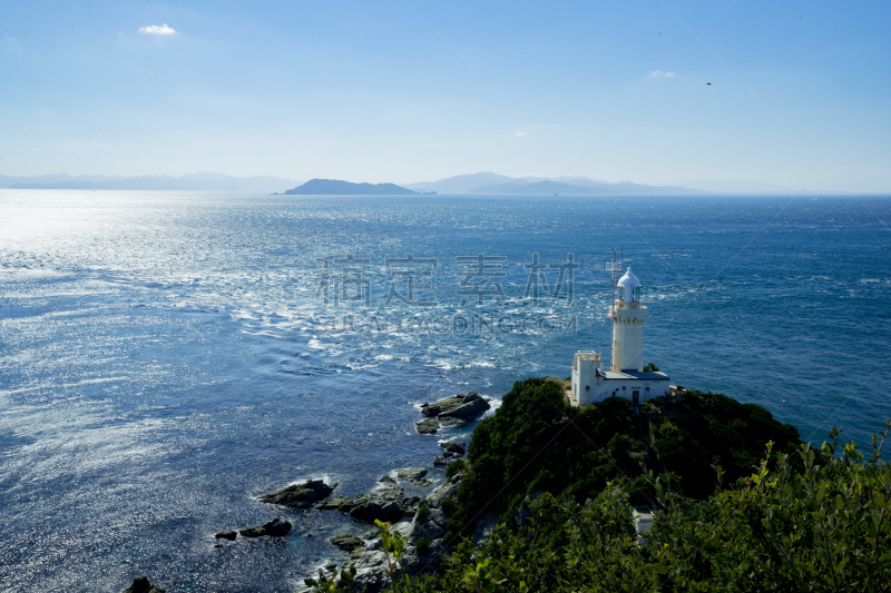 爱媛县,日本,萨达,斗篷,濑户内海,天空,半岛,水平画幅,绿色,无人