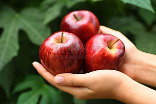 水果,苹果,水平画幅,素食,秋天,手,拿着,熟的,甜食