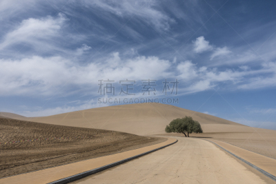 敦煌,沙漠,公园,路,中国,沙丘,甘肃省,阴影,沙子,天空
