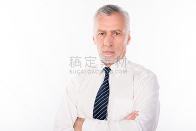 男商人,信心,男性美,灰色,络腮胡子,双臂交叉,老年男人,仅一个老年男人,专业人员,仅男人