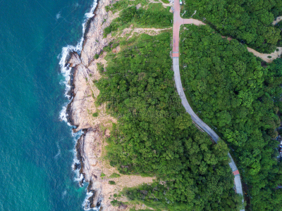 山,风景,自然,绿色,地形,路,航拍视角,岛,海洋,森林