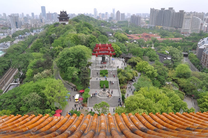 黄鹤楼,东亚,风景,湖北省,犹太教会堂,中国,美,褐色,水平画幅,山