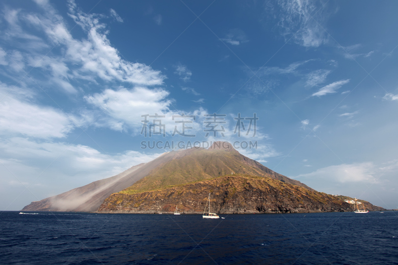 斯特隆博利岛火山,水平画幅,山,无人,火山地形,户外,烟,山脊,斯托伦波里岛,活动