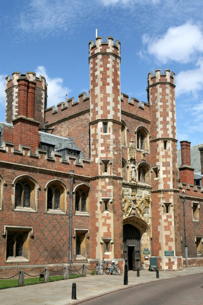 剑桥大学,圣约翰大学,金叶,华丽的,建筑外部,垂直画幅,图像,建筑物门,中世纪时代,无人