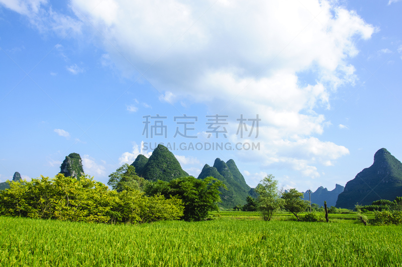 喀斯特,山,风景,玉龙雪山,遇龙河,阳朔,云南省,桂林,天空,水平画幅