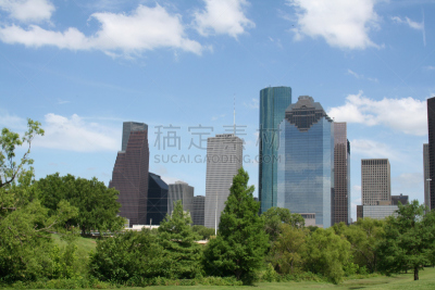 休斯顿市,城市天际线,市区,摩根,美国银行大厦,天空,水平画幅,能源,玻璃,户外