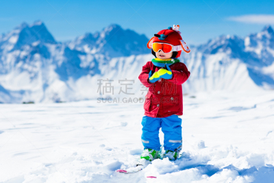 雪,运动,冬天,儿童,滑雪运动,滑雪雪橇,家庭,度假胜地,水平画幅,进行中