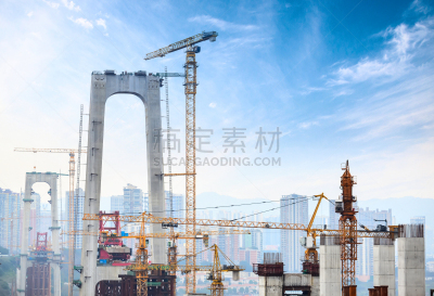 桥,起重机,输电塔,建筑业,混凝土,高大的,建筑工地,主机,做,提升