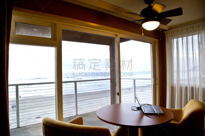 住宅房间,透过窗户往外看,卡农海滩,碧洋海滩,旧金山海洋滩,宾馆客房,窗户,水,俄勒冈州,俄勒冈郡