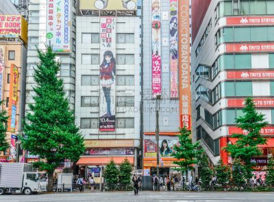 秋叶原,东京,街道,电子广告板,银座,新宿区,涉谷区,荧光灯,人行横道,日本漫画风格