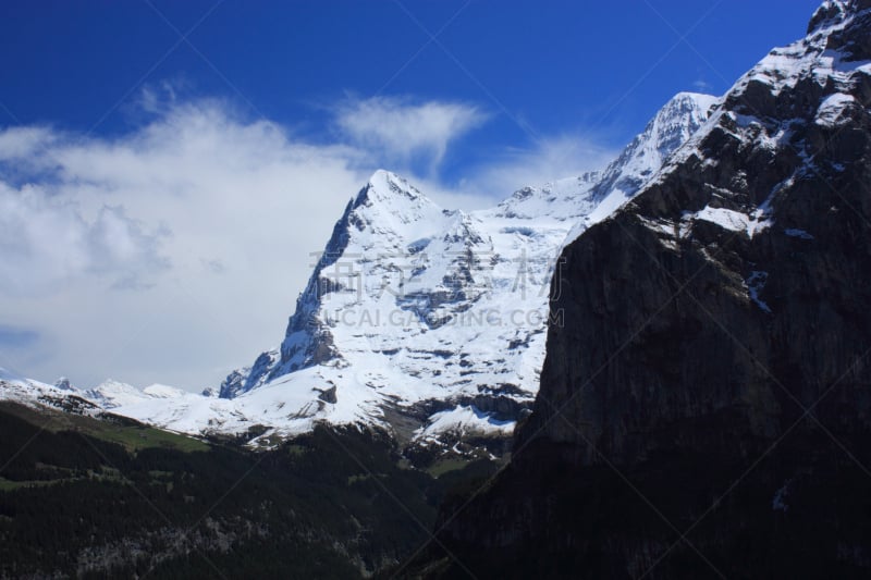 瑞士阿尔卑斯山,基米尔沃尔德,施雷克峰,希尔特峰,劳特布龙嫩,艾格峰,因特拉肯,水平画幅,山,雪