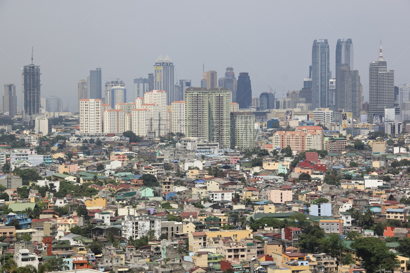 都市风景,拥挤的,马尼拉,白昼,天空,水平画幅,无人,户外,居住区,现代