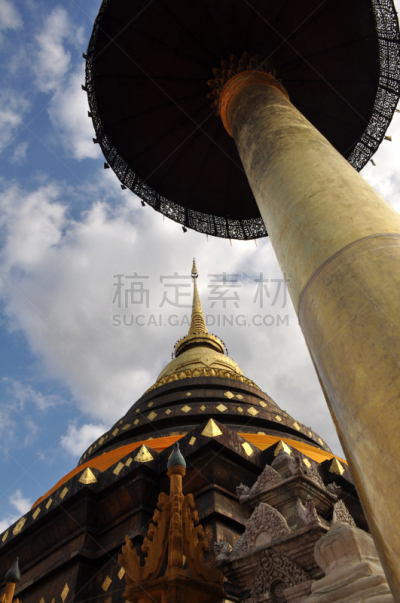 垂直画幅,南邦普拉辛寺,无人,著名景点,泰国,宝塔,南邦府,摄影