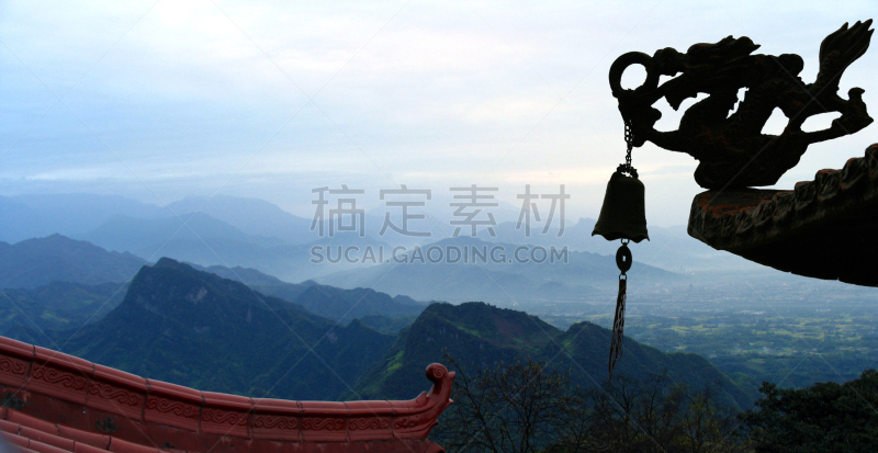 四川省,山,中国,全景,地平线公路,都江堰 ,峨眉山,道教,地平线,地平面