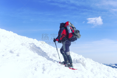 冬天,山,徒步旅行,穿雪鞋走路运动,雪鞋,克服困难,逆境,青少年,雪,旅行者