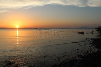 尼加瓜拉湖,尼加拉瓜,水,天空,美,水平画幅,无人,曙暮光,户外