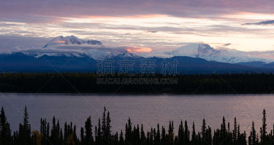 湖,朗格尔-圣埃利亚斯国家公园,柳树,山福德山,朗格山,朗格山脉,阿拉斯加,天空,国家公园,水平画幅