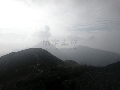 大屿山,芦苇,天空,水平画幅,山,无人,偏远的,户外,草,过去