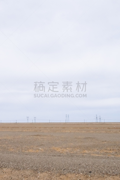 中国,甘肃省,敦煌,无线电通信塔,戈壁滩,被抛弃的,空的,安静,西北,云