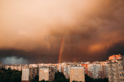暗色,云,暴风雨,彩虹,天空,自然,雨,伦敦城,概念