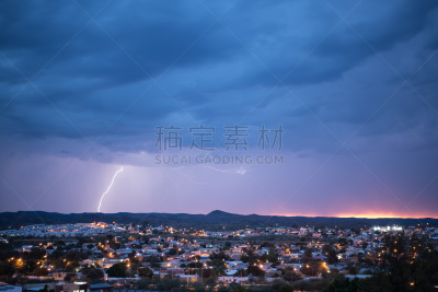 温得和克,非洲,雷雨,纳米比亚,天空,暴风雨,重的,水平画幅,云,夜晚