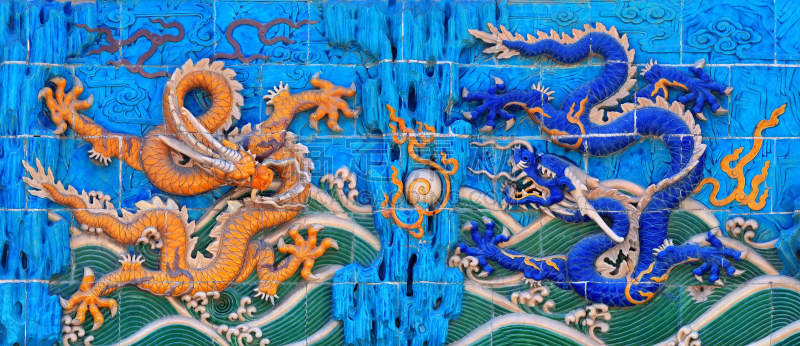 龙,数字9,围墙,北海公园,图腾柱,水平画幅,建筑,无人,全景,北京