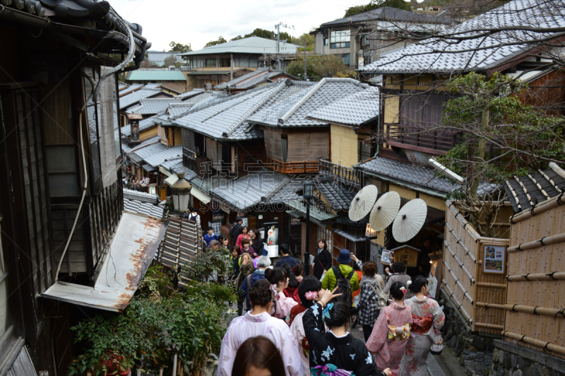 祗园,京都府,日本,古城,近景,水平画幅,纪念品,旅行者,城市生活,户外