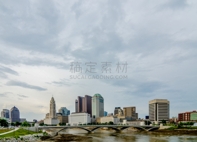 俄亥俄州,城市天际线,市区,白昼,街道,哥伦布,斯欧图郡,水平画幅,建筑,夜晚