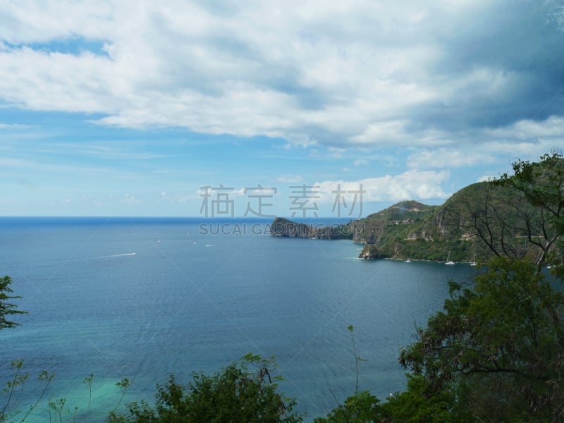 海岸地形,都市风景,加勒比海地区,圣卢西亚,卡斯特里港,乘船游,水,天空,水平画幅,无人