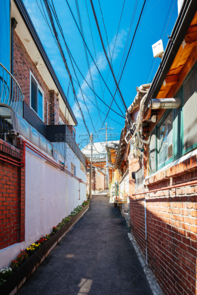 韩国,北村韩屋村,传统,巷,著名景点,屋顶,朝鲜半岛,背景,户外,旅行者