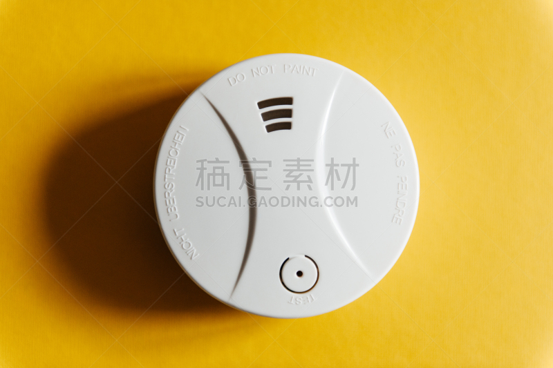 烟雾检测器,天花板,黄色,白色,一氧化碳检测器,一氧化碳,火警,黄色背景,传感器