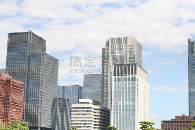 东京,办公大楼,滨离宫园,汐留区,新桥,盆景,公园,水平画幅,无人,户外