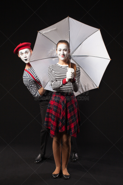 哑剧,垂直画幅,性格,男性,仅成年人,雨,人的脸部,喜剧演员,演员,伞