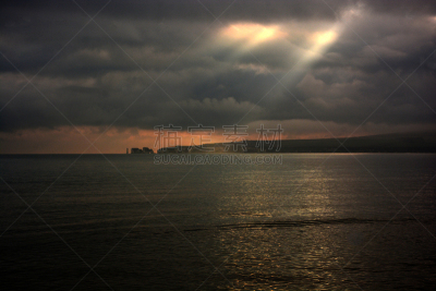 桑德兰湾,海滩,老哈里巨石,英吉利海峡,多塞特郡,天空,水平画幅,无人,户外,海岸线