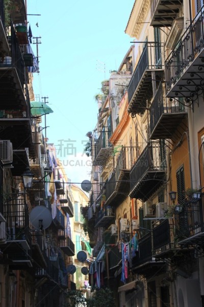 巴勒莫,街道,斯德哥尔摩老城,小的,巷,住宅内部,2015年,天空,建筑,意大利