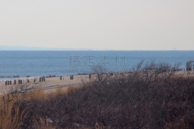 冬天,海滩,纽约,图像,大西洋,美国,洛克威海滩,海岸线,无人,户外